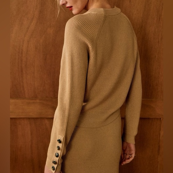 Sezane SAMI JUMPER and NAELLE SKIRT Matching Set Tan Color Womens size Small - Picture 3 of 13